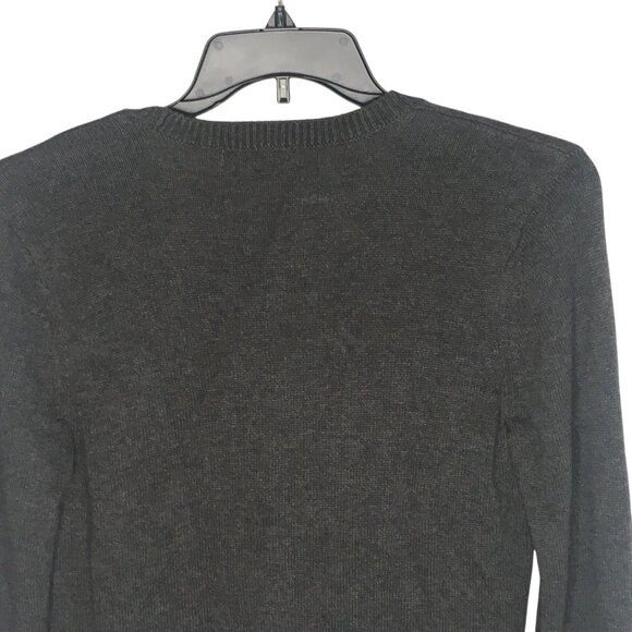 Preppy Cardigan Sweater Womens Medium Gray Button Front Polka Dot Pockets twee - Picture 10 of 13